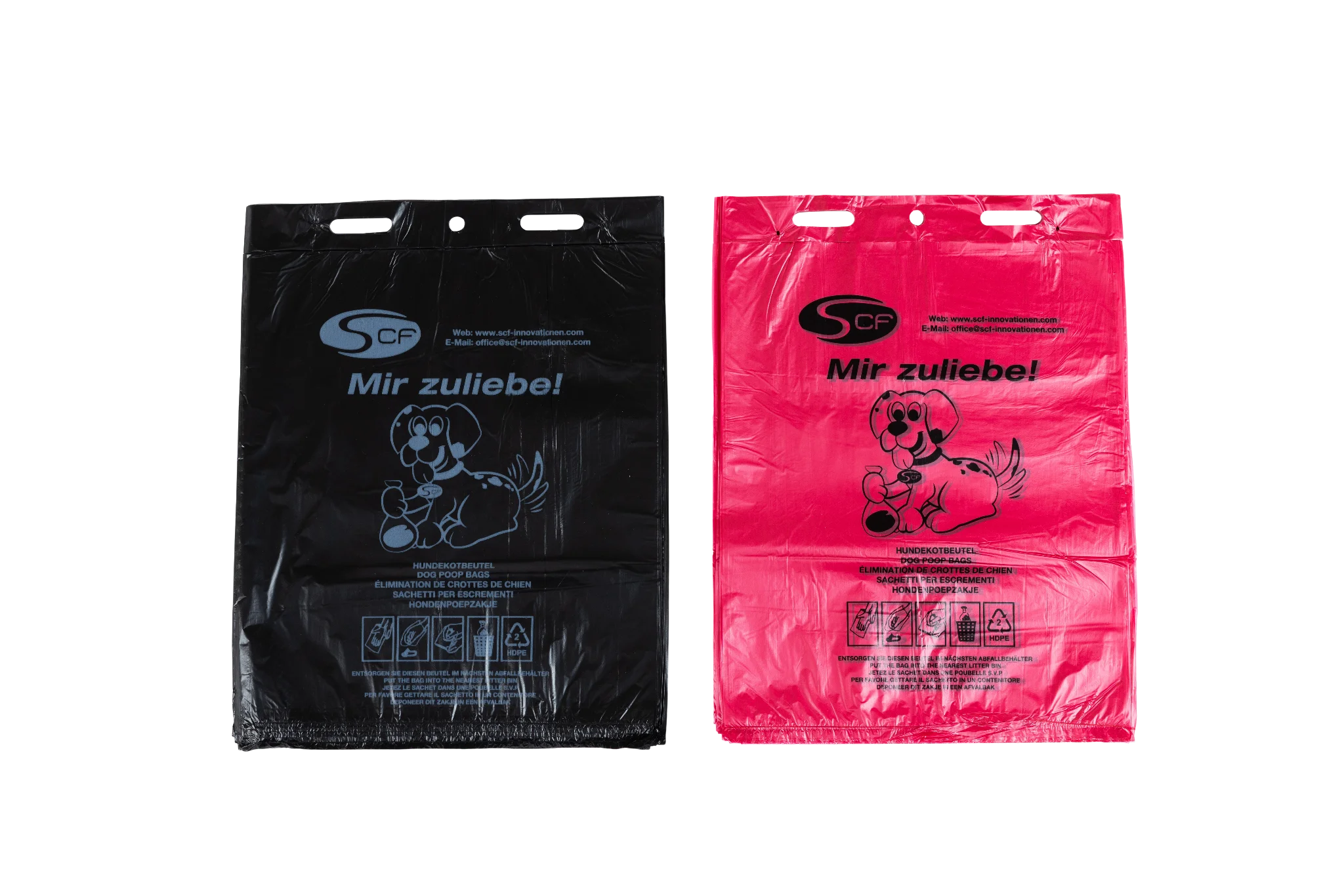 Hundekotbeutel Flexi/Standard Rot/Schwarz mit aufschrifft