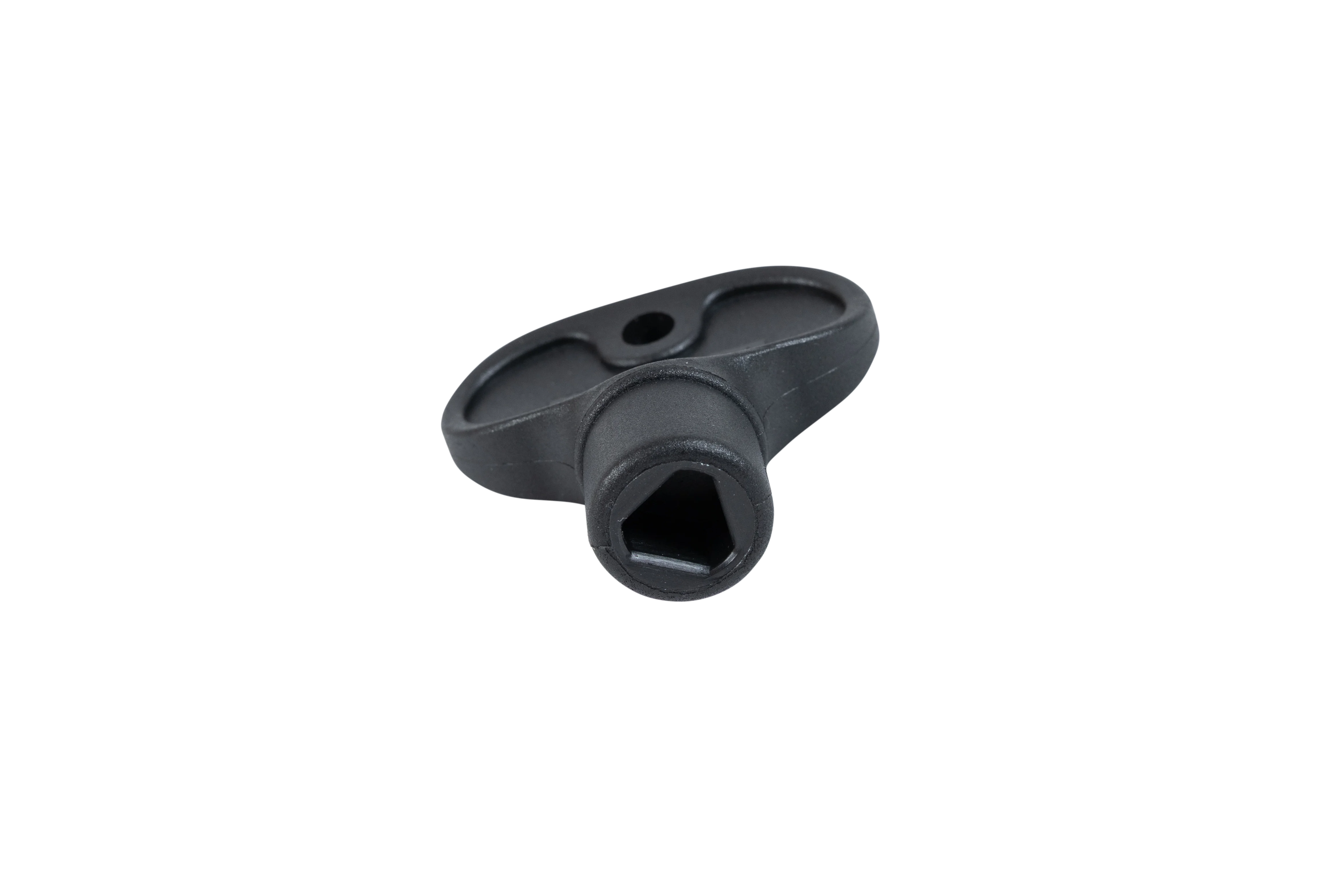 Schwarzer Dreikantschlüssel aus Kunststoff zur Bedienung von Absperrsystemen